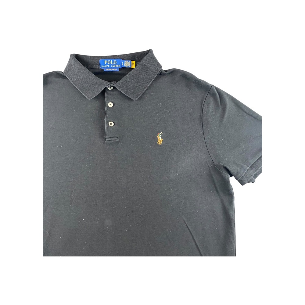 Polo Ralph Lauren Men Custom Slim Fit Black Short‎ Sleeve Polo Shirt
